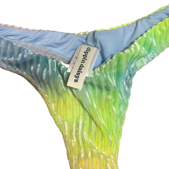 NWT Dippin Daisy’s rainbow velvet carnival bikini top seaport thong size  XS set - Picture 4 of 9